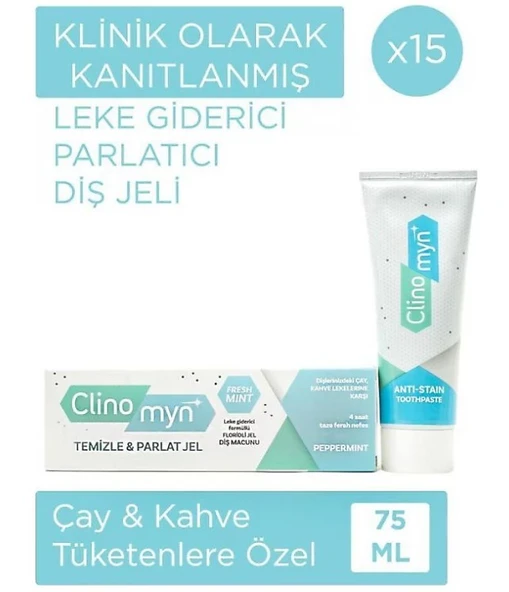 Clinomyn Temizle Parlat Jel Florürlü Diş Macunu 75 ml 15 Adet