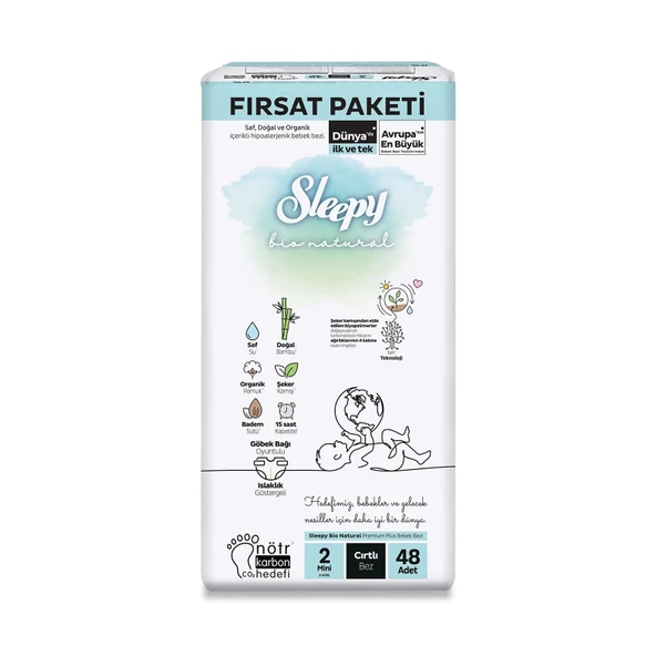 Sleepy Bio Natural Bebek Bezi Fırsat Paketi 2 Beden 48 Adet - 2
