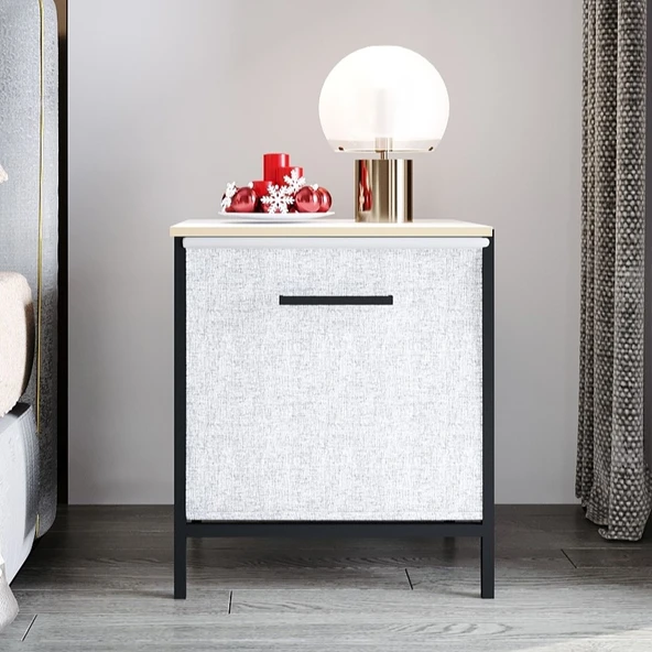 Çok Amaçlı Dolap 1 Çekmeceli Komodin Sehpa Gri 1594 - 4