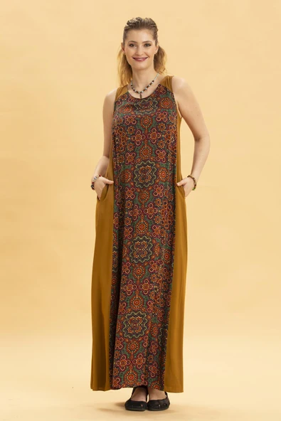 Bisiklet Yaka Cep Detaylı Salaş Elbise - 4