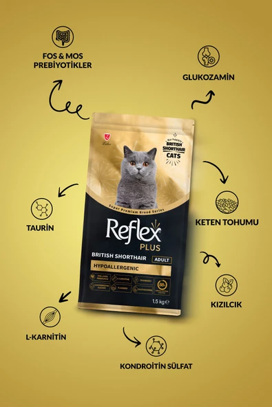Reflex Plus British Shorthair Yetişkin Kedi Maması 1,5 kg - 2