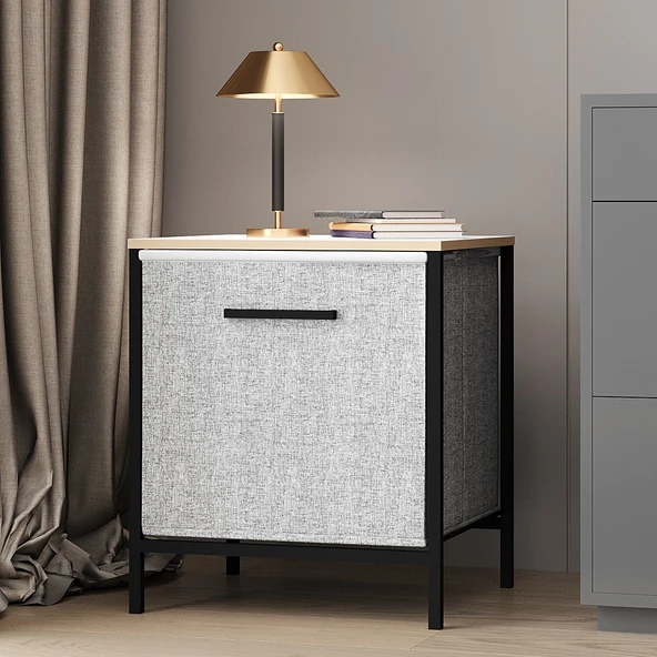 Çok Amaçlı Dolap 1 Çekmeceli Komodin Sehpa Gri 1594 - 5