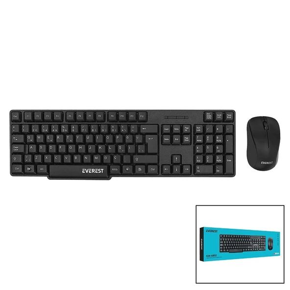 EVEREST KM-6852  KABLOSUZ  İNCE  KLAVYE - MOUSE  SETİ   Q KALVYE (4172)