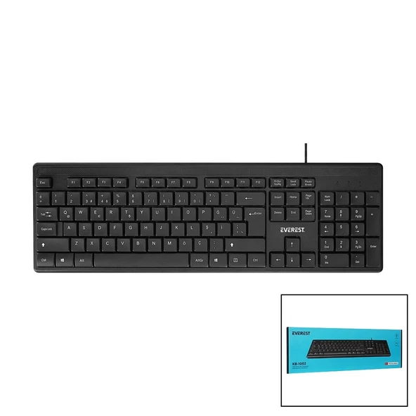 EVEREST KB-1002  USB KABLOLU  KLAVYE  Q KALVYE  130CM KABLO (4172)
