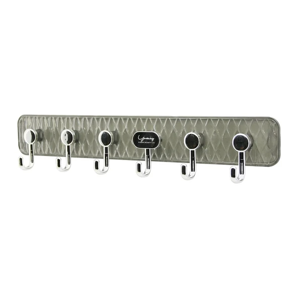 DELUX ASKI MİKA KRİSTAL PLASTİK TABANLI  6 KOLLU= TAK ÇIKAR  YAPIŞKANLI MONTAJ 6X42CM (4172)