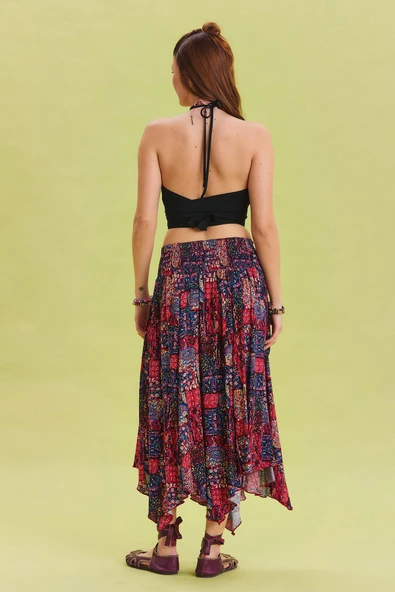 Beli Bağlamalı Salaş Midi Kloş Etek - 7