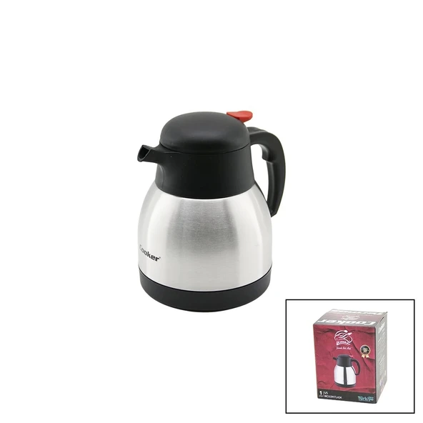 1LT  304 ÇELİK TERMOS INOX SERİSİ 12 SAAT SICAK - 24 SAAT SOĞUK ÇİFT CONTALI KAPAK CKR-2035 (4172)