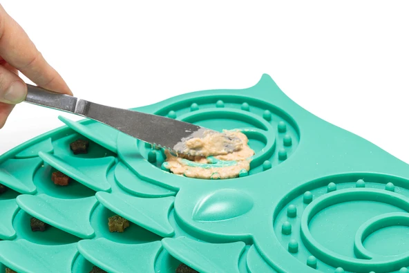 Beeztees Yavru Köpek Mama Yeme Oyuncağı, Baykuş Şeklinde, Silikon, Yeşil, 30x28cm - Resim 2