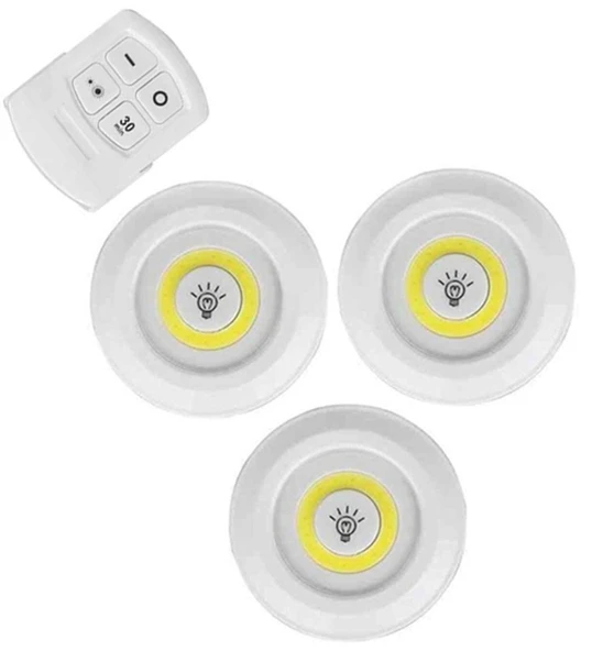 Cob Led Aydınlatma Pilli Kumandalı 3 Adet Volemi V-3+1 - 2