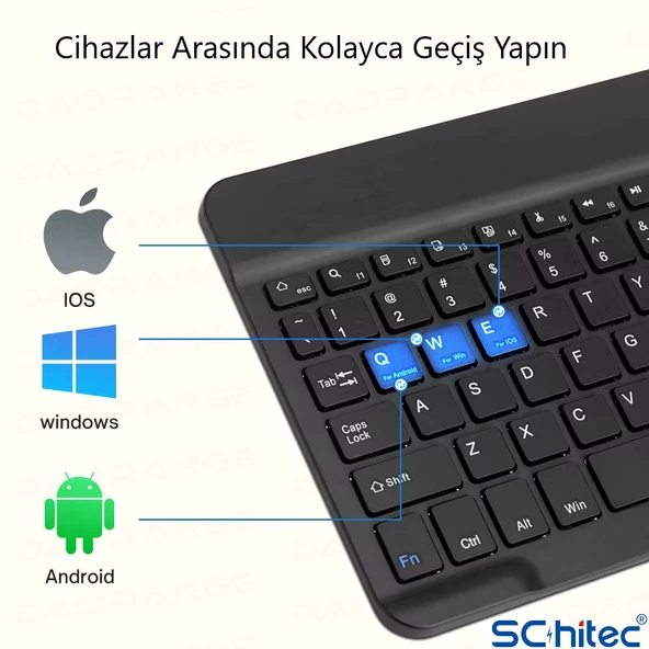 ScHitec Kablosuz Klavye ve Mouse Set Type-C Şarjlı Bluetooth 2.4G Bağlantlılı Beyaz - 6