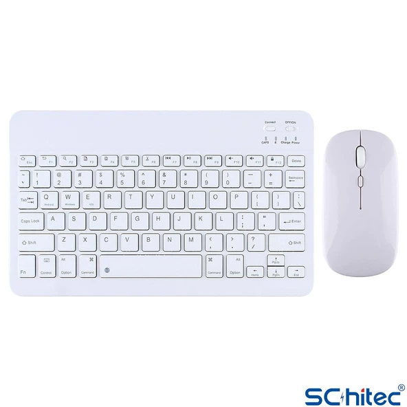 ScHitec Kablosuz Klavye ve Mouse Set Type-C Şarjlı Bluetooth 2.4G Bağlantlılı Beyaz - 2