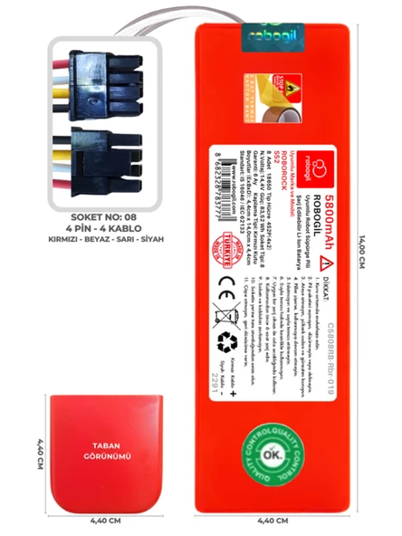 Roborock S52 5800mAh Uyumlu Robot Süpürge Pili C5808RB-Rbr-019