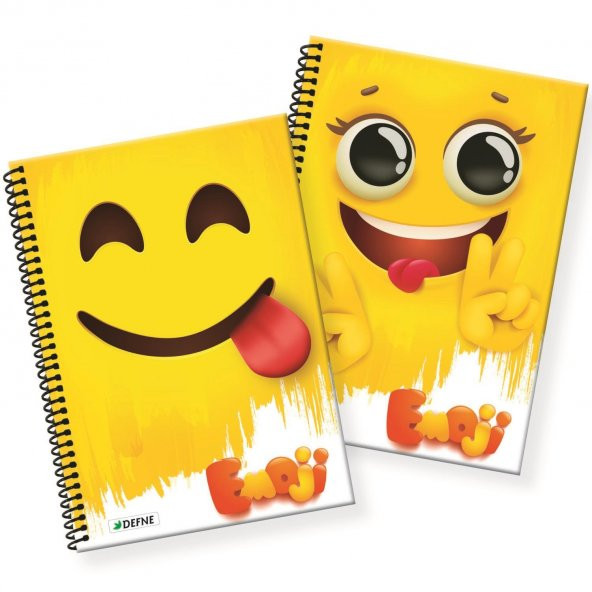Emoji A4 72 yp. PP Kapak Spiralli Okul Defteri 2li PAKET Kareli - 1