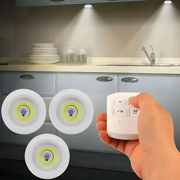 Cob Led Aydınlatma Pilli Kumandalı 3 Adet Volemi V-3+1