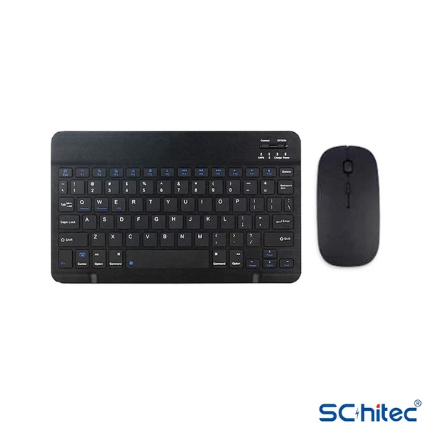 ScHitec Kablosuz Klavye ve Mouse Set Type-C Şarjlı Bluetooth 2.4G Bağlantlılı Siyah - 2