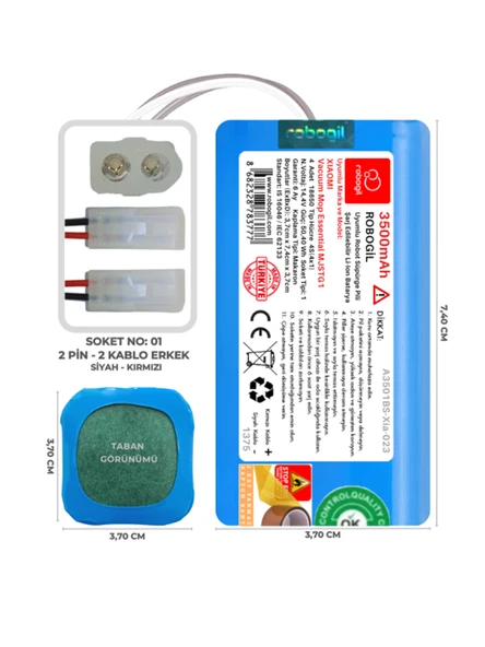 Xiaomi Vacuum Mop Essential G1 MJSTG1 3500mAh Uyumlu Robot Süpürge Pili A3501BS-Xia-023 ürün görseli 1