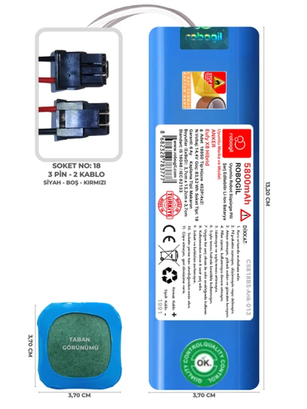 Anker Eufy X8 Hibrid 5800mAh Uyumlu Robot Süpürge Pili C5818BS-Ank-013 ürün görseli 1