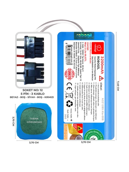 Xiaomi Mop 2 Lite MJSTL 3200mAh Uyumlu Robot Süpürge Pili A3212BS-Xia-008