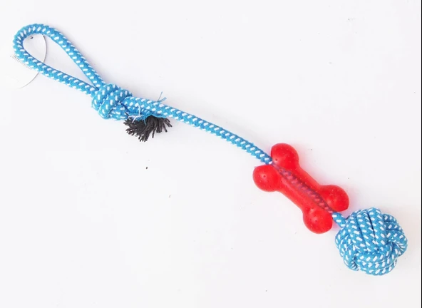 Köpek Kemik Desenli İpli Diş Kemirme Oyuncak Nu-345037