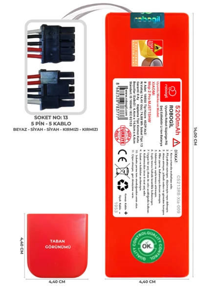 Xiaomi Mop 2 Pro MJST1SHW 5200mAh Uyumlu Robot Süpürge Pili C5213RB-Xia-009 ürün görseli 1
