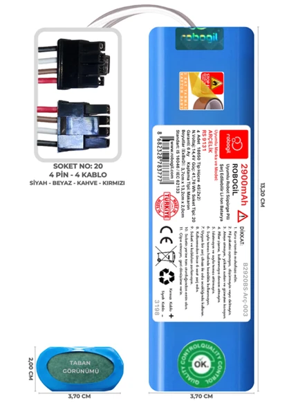 Arçelik RS 9131 2900mAh Uyumlu Robot Süpürge Pili B2920BS-Arç-003