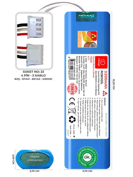 Yeedi S11 3200mAh Uyumlu Robot Süpürge Pili B3223BS-Yee-003 ürün görseli 1
