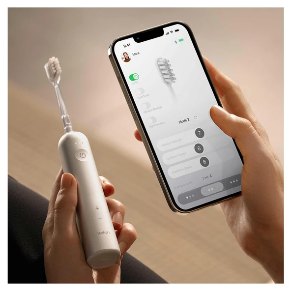 Laifen LFTB01-P ABS 6W 900mAh Bataryalı Titreşimli Şarj Edilebilir Diş Fırçası - Beyaz - 4