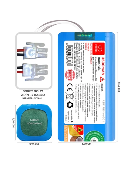 Irobat Queen 3500mAh Uyumlu Robot Süpürge Pili A3517BS-Iro-001 ürün görseli 1