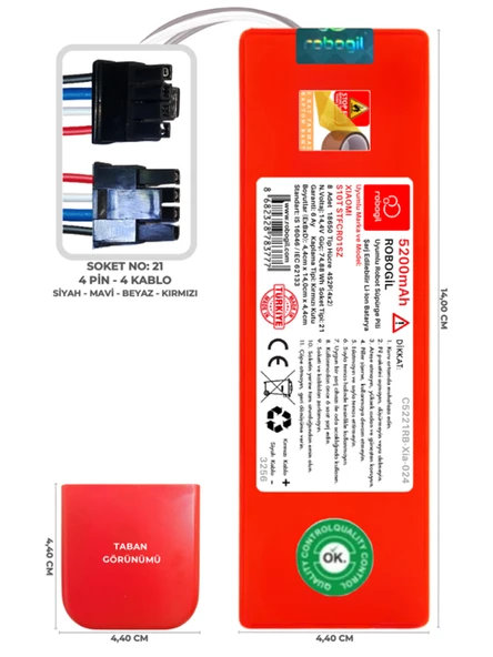 Xiaomi Robot Vacuum S10T STFCR01SZ 5200mAh Uyumlu Robot Süpürge Pili C5221RB-Xia-024