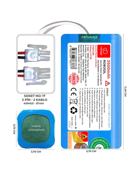 Fantom Galaxy XY38 3500mAh Uyumlu Robot Süpürge Pili A3517BS-Fan-001 ürün görseli 1