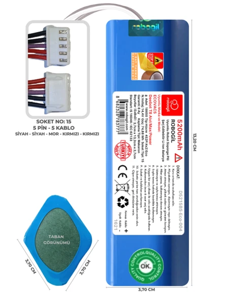 Ecovacs Deebot T8 Aivi/Max/Power 5200mAh Uyumlu Robot Süpürge Pili D5215BS-Eco-004 ürün görseli 1