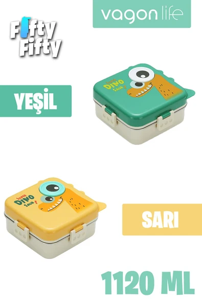 Vagonlife Lunch Box 1120 ML (Sızdırmaz,Karışmaz Üç Bölmeli) Sos Kaseli Yeni Nesil Sefer Tası-FFLBOX10082 - 5