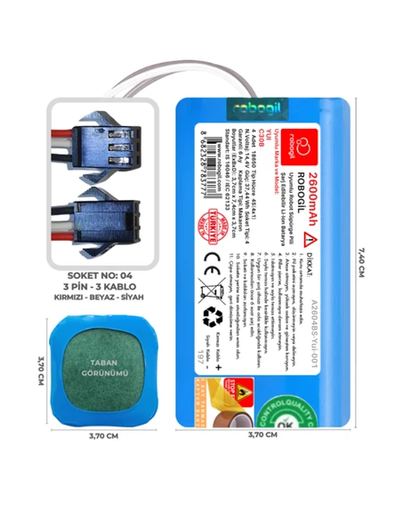 Yui C30B 2600mAh Uyumlu Robot Süpürge Pili A2604BS-Yui-001