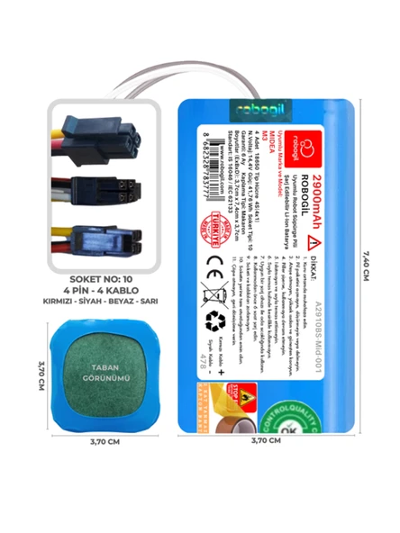 Midea M3 2900mAh Uyumlu Robot Süpürge Pili A2910BS-Mid-001 ürün görseli 1