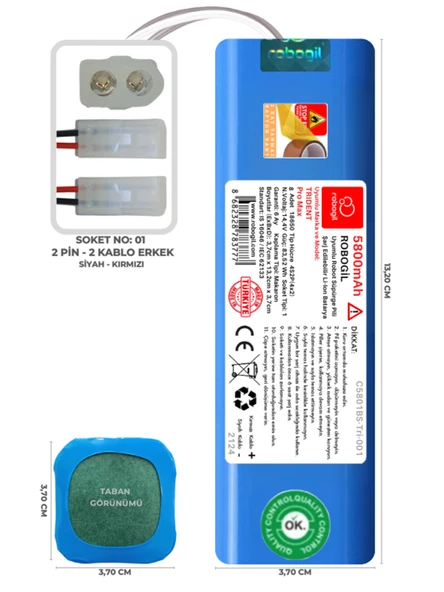 Trident Pro Max 5800mAh Uyumlu Robot Süpürge Pili C5801BS-Tri-001 ürün görseli 1