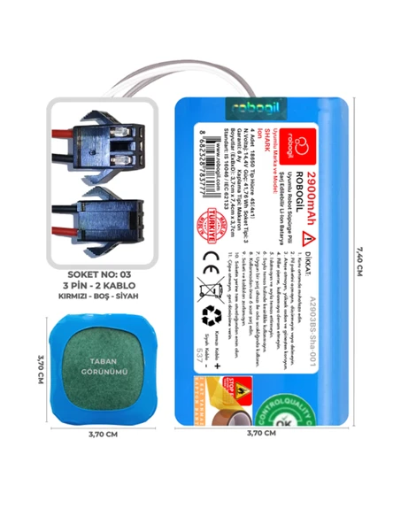 Shark Ion RV700 2900mAh Uyumlu Robot Süpürge Pili A2903BS-Sha-001 ürün görseli 1