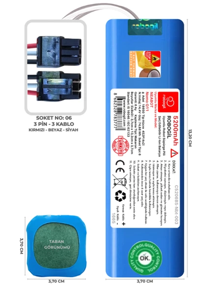 Neabot Nomo Q11 5200mAh Uyumlu Robot Süpürge Pili C5206BS-Nbt-003 ürün görseli 1