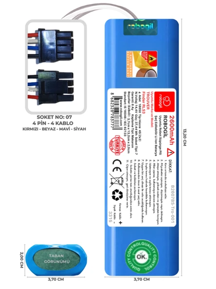 Trouver Finder RLS3 2600mAh Uyumlu Robot Süpürge Pili B2607BS-Tro-001 - Resim 6