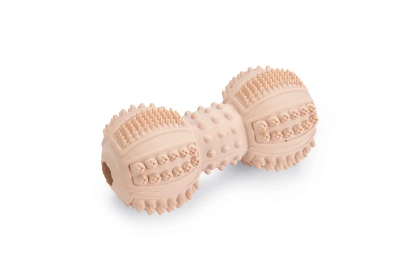 Beeztees Yavru Köpek Oyuncağı, Diş Kaşıma ve Masaj Dambıl, Kauçuk, Pembe, 9cm