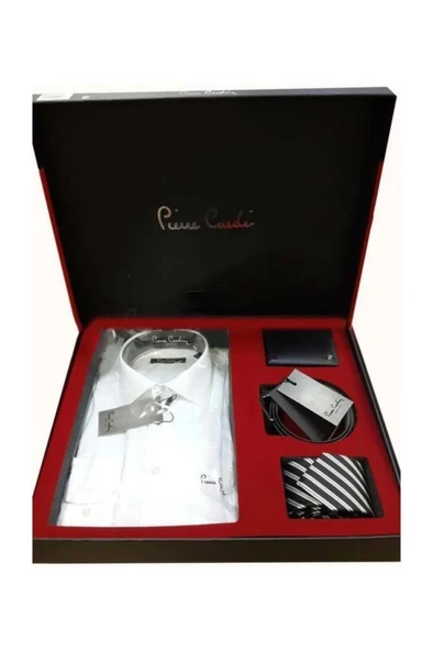 Pierre Cardin 4'lü Gömlek Kemer Cüzdan Kravat Damat Seti 03 - 13