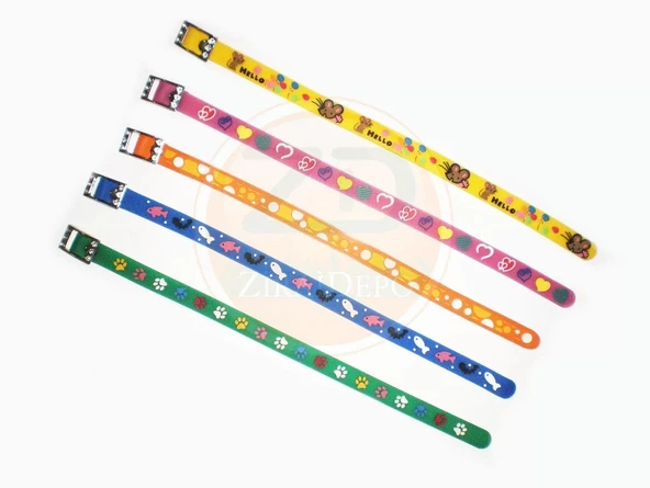 Kedi Köpek Boyun Tasması Desenli Plastik Tasma Hrb-008