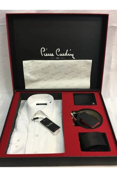 Pierre Cardin 4'lü Gömlek Kemer Cüzdan Kravat Damat Seti 03 - 11