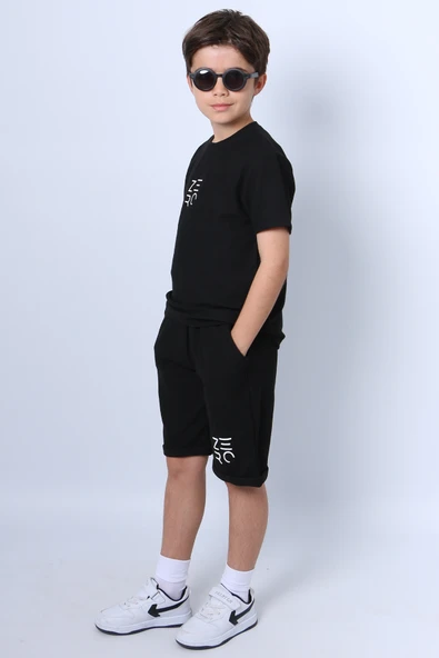 ERKEK ÇOCUK ŞORTLU TAKIM BASKILI DUBLE PAÇA F22 - 9