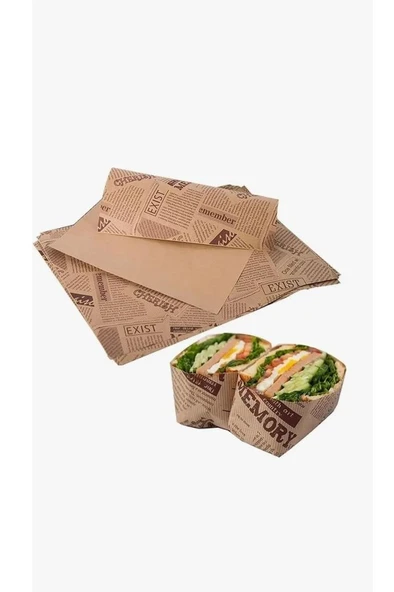 50 Adet Retro Hamburger Kızartma Servis Kağıdı Yağlı Kağıt Vintage Gazete Desen Sunum Kağıdı 26x36cm - 2