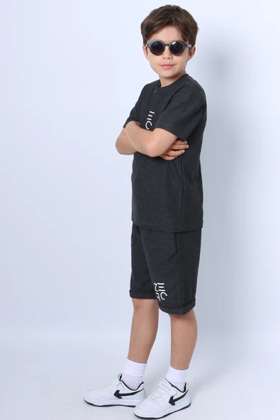 ERKEK ÇOCUK ŞORTLU TAKIM BASKILI DUBLE PAÇA F22 - 5