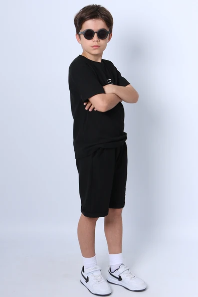 ERKEK ÇOCUK ŞORTLU TAKIM BASKILI DUBLE PAÇA F22 - 10