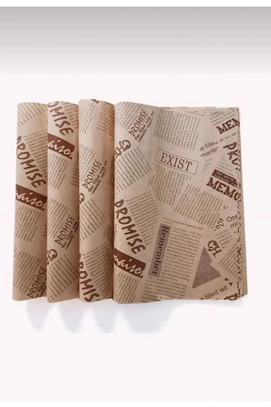 50 Adet Retro Hamburger Kızartma Servis Kağıdı Yağlı Kağıt Vintage Gazete Desen Sunum Kağıdı 26x36cm - 3