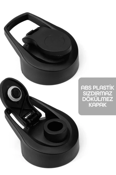 Paslanmaz Çelik Matara - 304 Çelik Spor Suluk BPA İçermez Taşınabilir Tasarım - Siyah Renk - 6