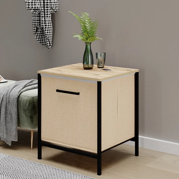 Çok Amaçlı Dolap 1 Çekmeceli Komodin Sehpa Çam 1595