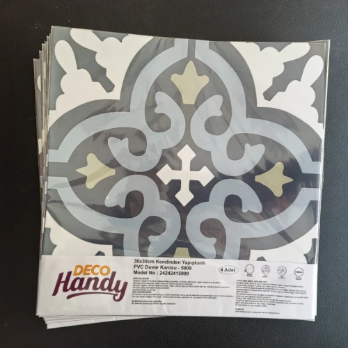 Decohandy  Pvc Yer Karosu 30x30cm 4'lü Paket - Çini Desen  0,36m2 TdrTR